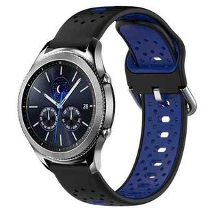 For Samsung Gear S3 Classic 22mm Breathable Two-Color Silicone Watch Band(Black+Blue)