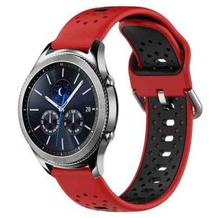 For Samsung Gear S3 Classic 22mm Breathable Two-Color Silicone Watch Band(Red+Black)