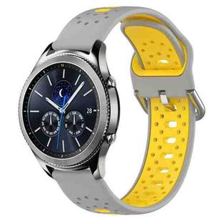 For Samsung Gear S3 Classic 22mm Breathable Two-Color Silicone Watch Band(Grey+Yellow)