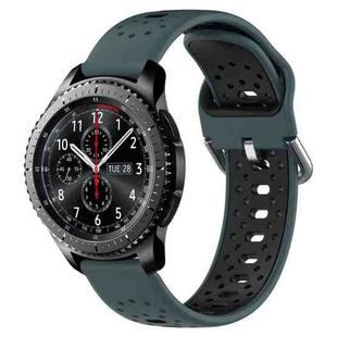 For Samsung Gear S3 Frontier 22mm Breathable Two-Color Silicone Watch Band(Olive Green+Black)