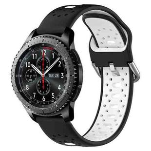 For Samsung Gear S3 Frontier 22mm Breathable Two-Color Silicone Watch Band(Black+White)