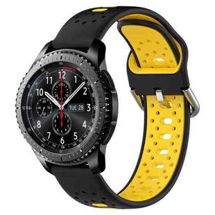 For Samsung Gear S3 Frontier 22mm Breathable Two-Color Silicone Watch Band(Black+Yellow)