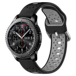 For Samsung Gear S3 Frontier 22mm Breathable Two-Color Silicone Watch Band(Black+Grey)