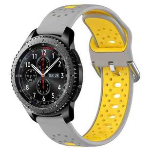 For Samsung Gear S3 Frontier 22mm Breathable Two-Color Silicone Watch Band(Grey+Yellow)