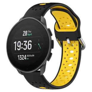 For Suunto 9 Peak Pro 22mm Breathable Two-Color Silicone Watch Band(Black+Yellow)