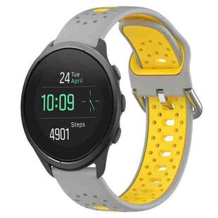 For Suunto 5 Peak 22mm Breathable Two-Color Silicone Watch Band(Grey+Yellow)