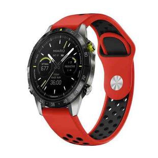 For Garmin MARQ Athlete Gen 2 22mm Sports Breathable Silicone Watch Band(Red+Black)