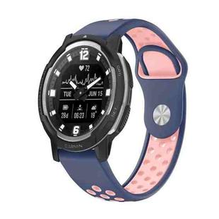 For Garmin Instinct Crossover 22mm Sports Breathable Silicone Watch Band(Midnight Blue+Pink)