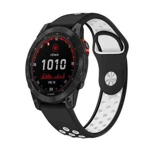 For Garmin Fenix 7 Solar 22mm Sports Breathable Silicone Watch Band(Black+White)