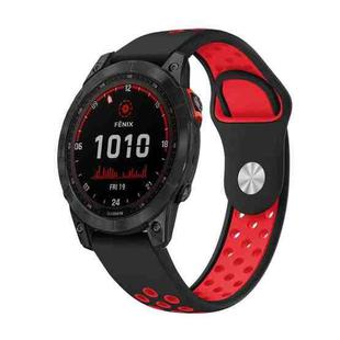 For Garmin Fenix 7 Solar 22mm Sports Breathable Silicone Watch Band(Black+Red)