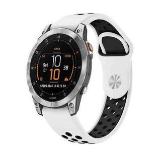 For Garmin EPIX Gen 2 22mm Sports Breathable Silicone Watch Band(White+Black)