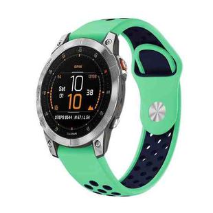 For Garmin EPIX Gen 2 22mm Sports Breathable Silicone Watch Band(Mint Green+Midnight Blue)