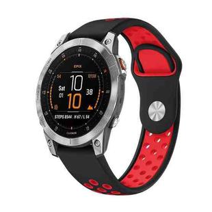 For Garmin EPIX Gen 2 22mm Sports Breathable Silicone Watch Band(Black+Red)