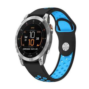 For Garmin EPIX Gen 2 22mm Sports Breathable Silicone Watch Band(Black+Blue)