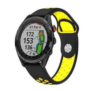 For Garmin Approach S62 22mm Sports Breathable Silicone Watch Band(Black+Yellow)