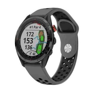 For Garmin Approach S62 22mm Sports Breathable Silicone Watch Band(Grey+Black)