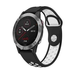 For Garmin Fenix 6 GPS 22mm Sports Breathable Silicone Watch Band(Black+White)