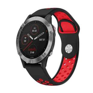 For Garmin Fenix 6 GPS 22mm Sports Breathable Silicone Watch Band(Black+Red)