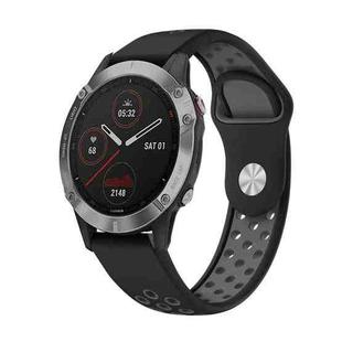 For Garmin Fenix 6 GPS 22mm Sports Breathable Silicone Watch Band(Black+Grey)