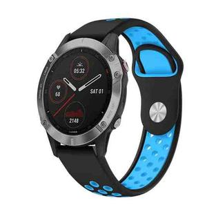 For Garmin Fenix 6 GPS 22mm Sports Breathable Silicone Watch Band(Black+Blue)