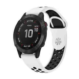 For Garmin Fenix 6 Pro GPS 22mm Sports Breathable Silicone Watch Band(White+Black)