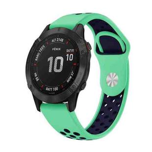 For Garmin Fenix 6 Pro GPS 22mm Sports Breathable Silicone Watch Band(Mint Green+Midnight Blue)