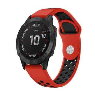 For Garmin Fenix 6 Pro GPS 22mm Sports Breathable Silicone Watch Band(Red+Black)