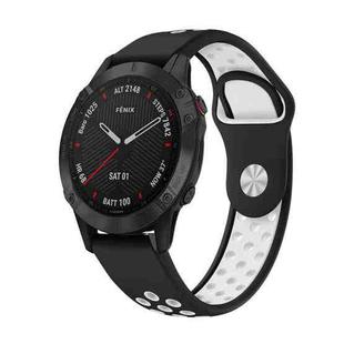 For Garmin Fenix 6 Sapphire GPS 22mm Sports Breathable Silicone Watch Band(Black+White)