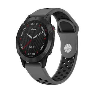 For Garmin Fenix 6 Sapphire GPS 22mm Sports Breathable Silicone Watch Band(Grey+Black)