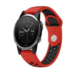 For Garmin Fenix 5 22mm Sports Breathable Silicone Watch Band(Red+Black)