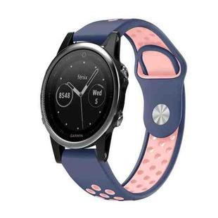 For Garmin Fenix 5 22mm Sports Breathable Silicone Watch Band(Midnight Blue+Pink)