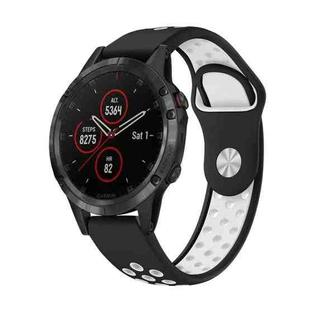 For Garmin Fenix 5 Plus 22mm Sports Breathable Silicone Watch Band(Black+White)