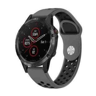 For Garmin Fenix 5 Plus 22mm Sports Breathable Silicone Watch Band(Grey+Black)