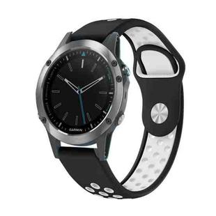 For Garmin Quatix 5 22mm Sports Breathable Silicone Watch Band(Black+White)