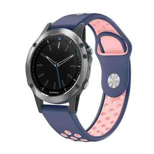 For Garmin Quatix 5 Sapphire 22mm Sports Breathable Silicone Watch Band(Midnight Blue+Pink)