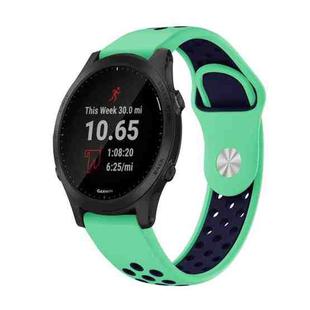 For Garmin Forerunner 945 22mm Sports Breathable Silicone Watch Band(Mint Green+Midnight Blue)