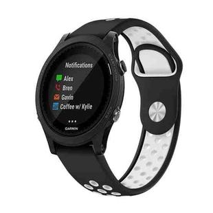 For Garmin Forerunner 935 22mm Sports Breathable Silicone Watch Band(Black+White)