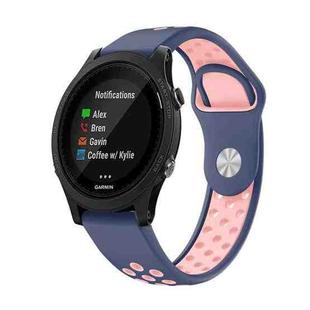 For Garmin Forerunner 935 22mm Sports Breathable Silicone Watch Band(Midnight Blue+Pink)