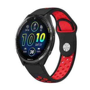 For Garmin Forerunner 965 22mm Sports Breathable Silicone Watch Band(Black+Red)