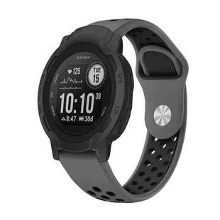 For Garmin Instinct 2 22mm Sports Breathable Silicone Watch Band(Grey+Black)