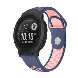 For Garmin Instinct 2 22mm Sports Breathable Silicone Watch Band(Midnight Blue+Pink)