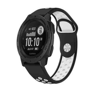For Garmin Instinct 22mm Sports Breathable Silicone Watch Band(Black+White)