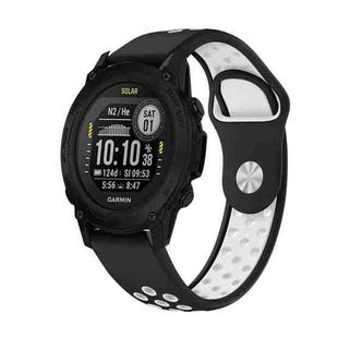 For Garmin Descent G1 22mm Sports Breathable Silicone Watch Band(Black+White)