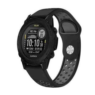 For Garmin Descent G1 22mm Sports Breathable Silicone Watch Band(Black+Grey)