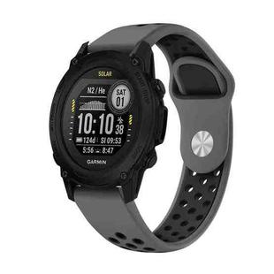 For Garmin Descent G1 22mm Sports Breathable Silicone Watch Band(Grey+Black)