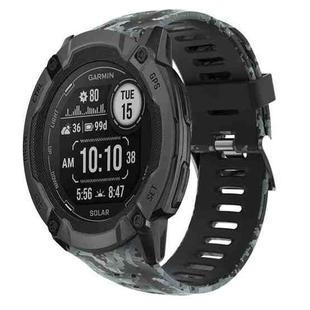 For Garmin Instinct 2X Solar 26mm Camouflage Printed Silicone Watch Band(Black+Digital  Camouflage)