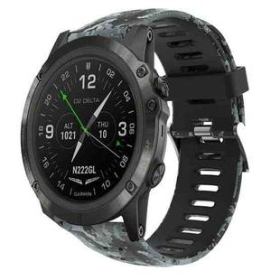 For Garmin D2 Delta PX 26mm Camouflage Printed Silicone Watch Band(Black+Digital  Camouflage)