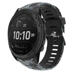 For Garmin Tactix Delta 26mm Camouflage Printed Silicone Watch Band(Black+Digital  Camouflage)