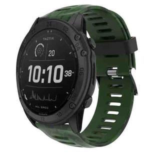 For Garmin Tactix Delta 26mm Camouflage Printed Silicone Watch Band(Army Green+Army Camouflage)