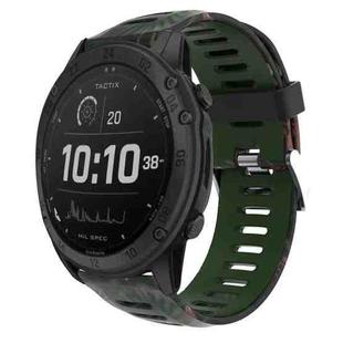 For Garmin Tactix Delta 26mm Camouflage Printed Silicone Watch Band(Army Green+Bamboo Camouflage)
